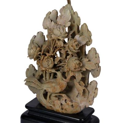 Pair of Chinese Soapstone Plaques, Now Fitted as Lamps