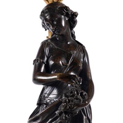 Pair of Louis XV Style Gilt and Spelter CandelabraAfter Moreau