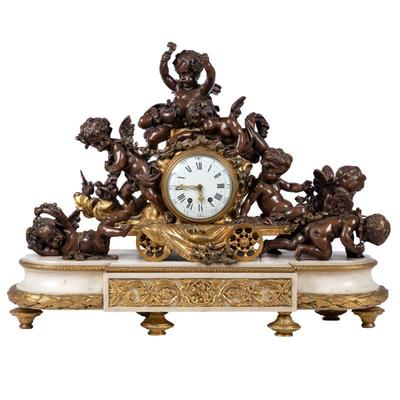 Louis XV Style Gilt Bronze Mantle Clock