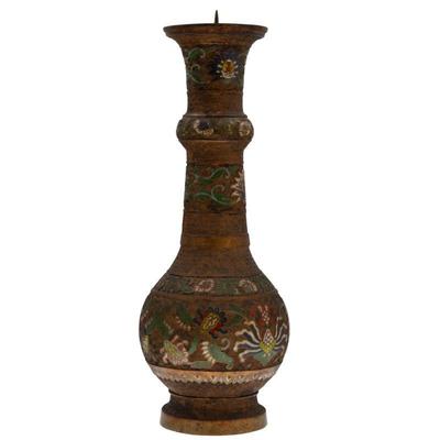 Japanese ChamplevÈ Enamel Pricket Candlestick