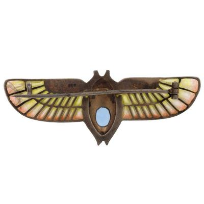 Egyptian Revival Plique-a-Jour Silver Pin