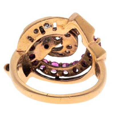 Retro Diamond, Synthetic Ruby, 14k Rose Gold Ring