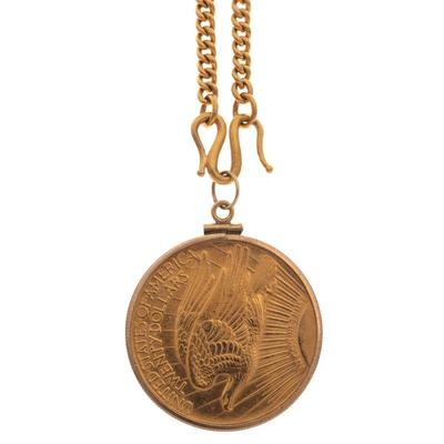 U.S. $20 St. Gaudens Gold Coin, 22k, Gold-Filled Necklace