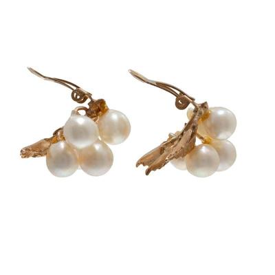 Pair of Cultured Pearl, 14k Yellow Gold Ear Clips