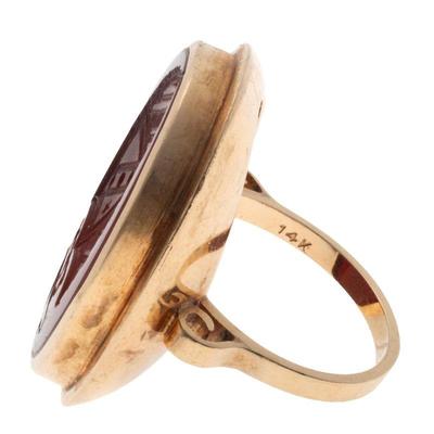 Carnelian Intaglio, 14k Yellow Gold Ring