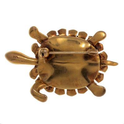 Diamond, Ruby, 14k Yellow Gold Turtle Pin