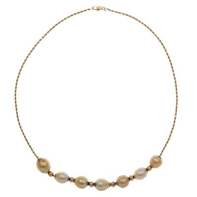Cultured Pearl, 14k Yellow Gold Necklace