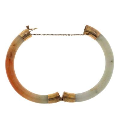 Jade, 14k Yellow Gold Bangle Bracelet