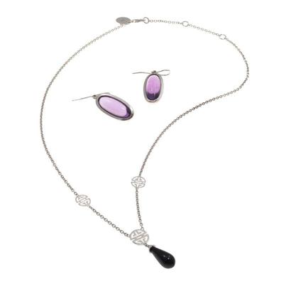 Collection of Gump's Amethyst, Nephrite, Sterling Silver Jewelry