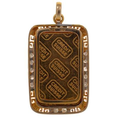 Diamond, Credit Suisse Ingot, 14k Pendant