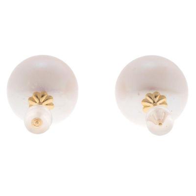 Pair of South Sea Cultured Pearl, 18k Yellow Gold Earrings
