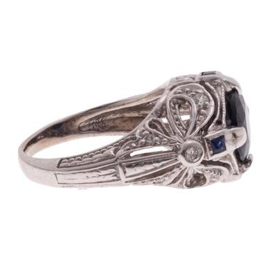 Sapphire, Diamond, 18k White Gold Ring