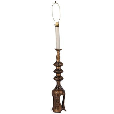 Archaic Chinese Style Candlestick, Now a Lamp, After James Mont (1904-1978)