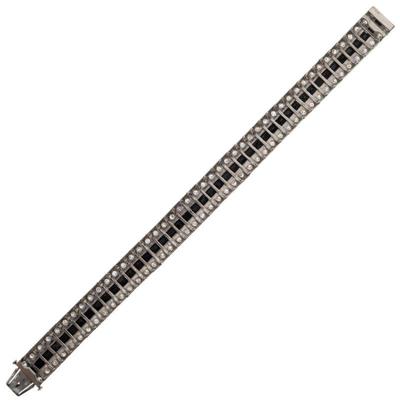 Art Deco Diamond, Onyx, 18k White Gold Bracelet
