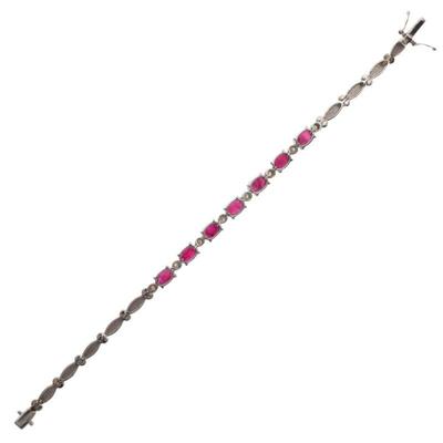 Diamond, Ruby, 18k White Gold Bracelet