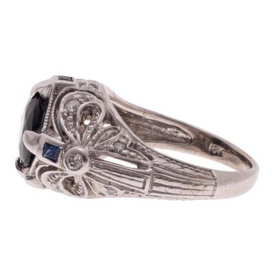 Sapphire, Diamond, 18k White Gold Ring