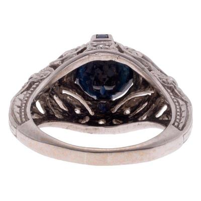 Sapphire, Diamond, 18k White Gold Ring