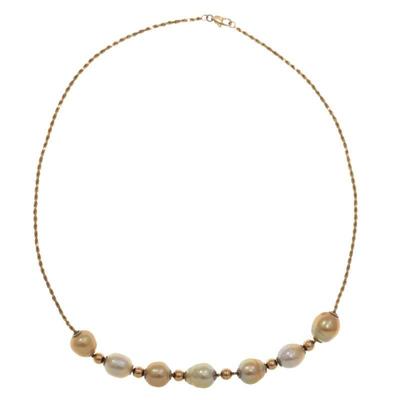 Cultured Pearl, 14k Yellow Gold Necklace
