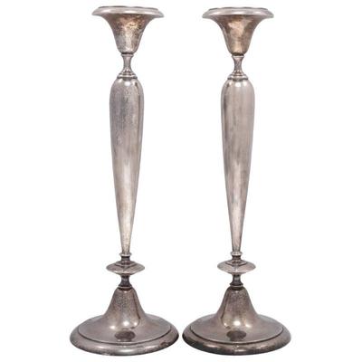 Pair Shreve & Co. Neoclassical Style Sterling Silver Candlesticks