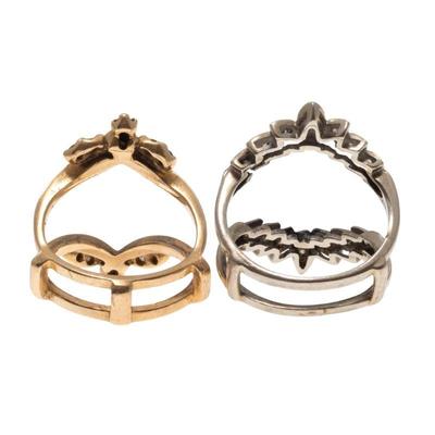 Collection of Two Diamond, 14k Guard Rings
