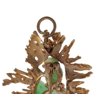 Brutalist Jade, 14k Yellow Gold Pin Pendant