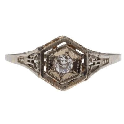 Art Deco Diamond, 18k White Gold Ring