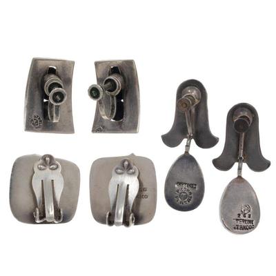 Collection of Vintage Mexican Sterling Ear Clips