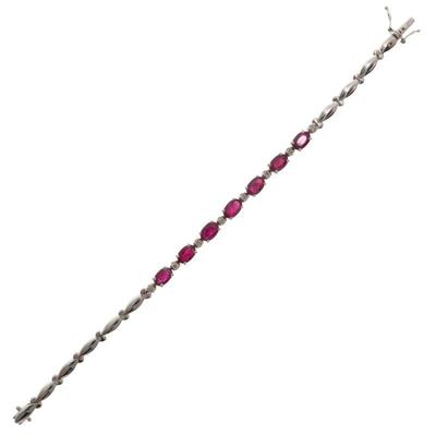 Diamond, Ruby, 18k White Gold Bracelet