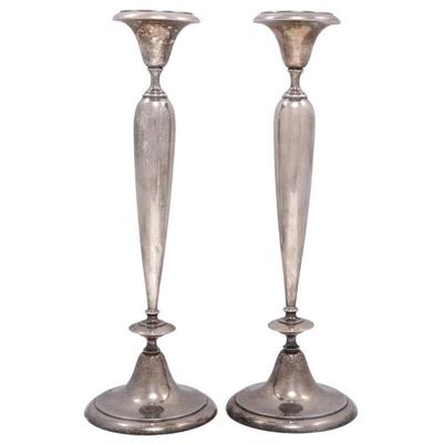 Pair Shreve & Co. Neoclassical Style Sterling Silver Candlesticks