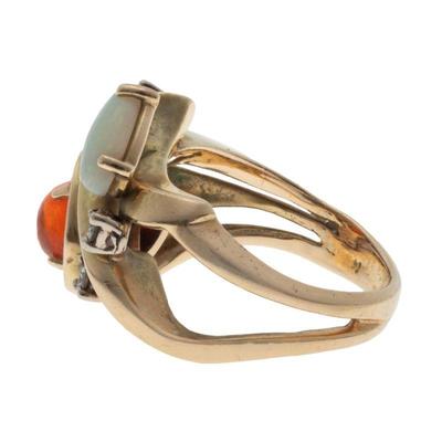 Opal, Diamond, 14k Yellow Gold Ring