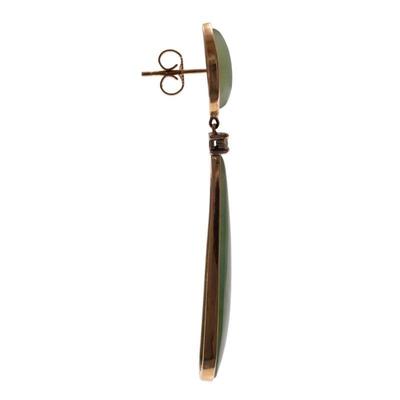 Pair of Jade, Diamond, 14k Yellow Gold Earrings