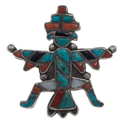 Zuni Multi-Stone, Sterling Silver Pin