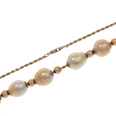 Cultured Pearl, 14k Yellow Gold Necklace