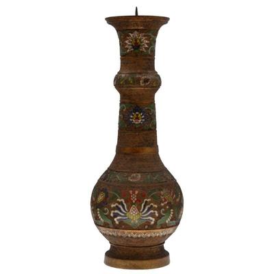 Japanese ChamplevÈ Enamel Pricket Candlestick