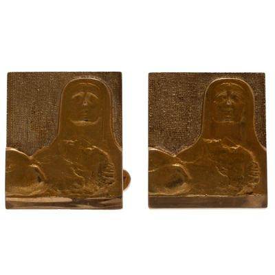 Pair of 14k Yellow Gold Religious Cufflinks