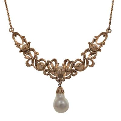 Cultured Pearl, 14k Yellow Gold Necklace
