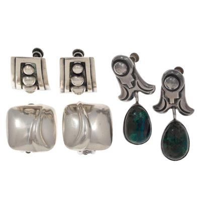 Collection of Vintage Mexican Sterling Ear Clips