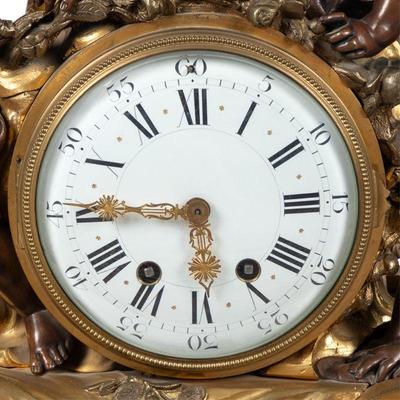 Louis XV Style Gilt Bronze Mantle Clock
