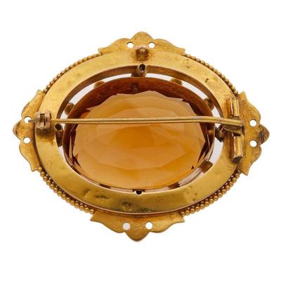 Victorian Citrine, 14k Yellow Gold Pin
