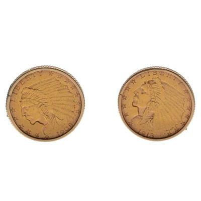 Pair of Indian Head Coin, 14k Cufflinks