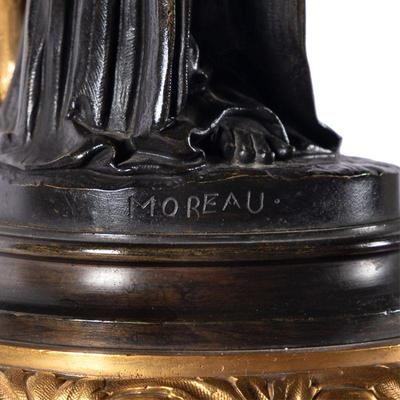 Pair of Louis XV Style Gilt and Spelter CandelabraAfter Moreau