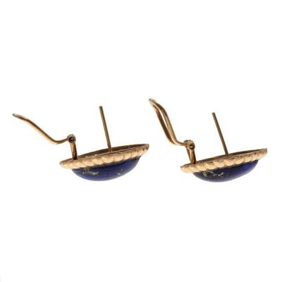 Pair of Lapis Lazuli, 14k Yellow Gold Earrings