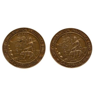 Pair of 14k Yellow Gold California Presentation Cufflinks