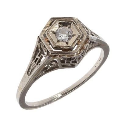 Art Deco Diamond, 18k White Gold Ring