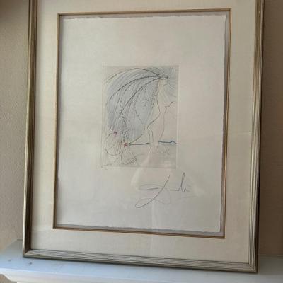 Salvador Dali - Hand signed in Pencil by the artist. Copper plate etching on hand-colored on Arches paper - signed and numbered. Diane de...