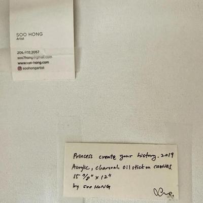 Original Soo Hong Art Painting with Oil Stick on Canvas - see back image here
