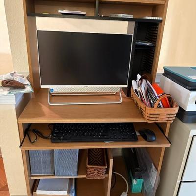 Rolling desk for desktop computer