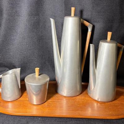 Mid Century Modern Royal Holland Teak & Pewter Coffee/Tea Server