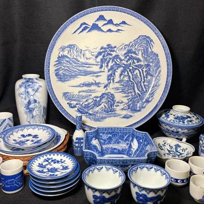Assortment Of Blue/White Japanese Table Ware