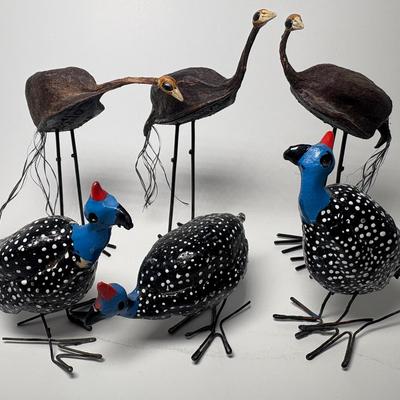 Manyaku Mashilo South African Birds & 3 Seedpod Guinea Fowl From Zimbabwe